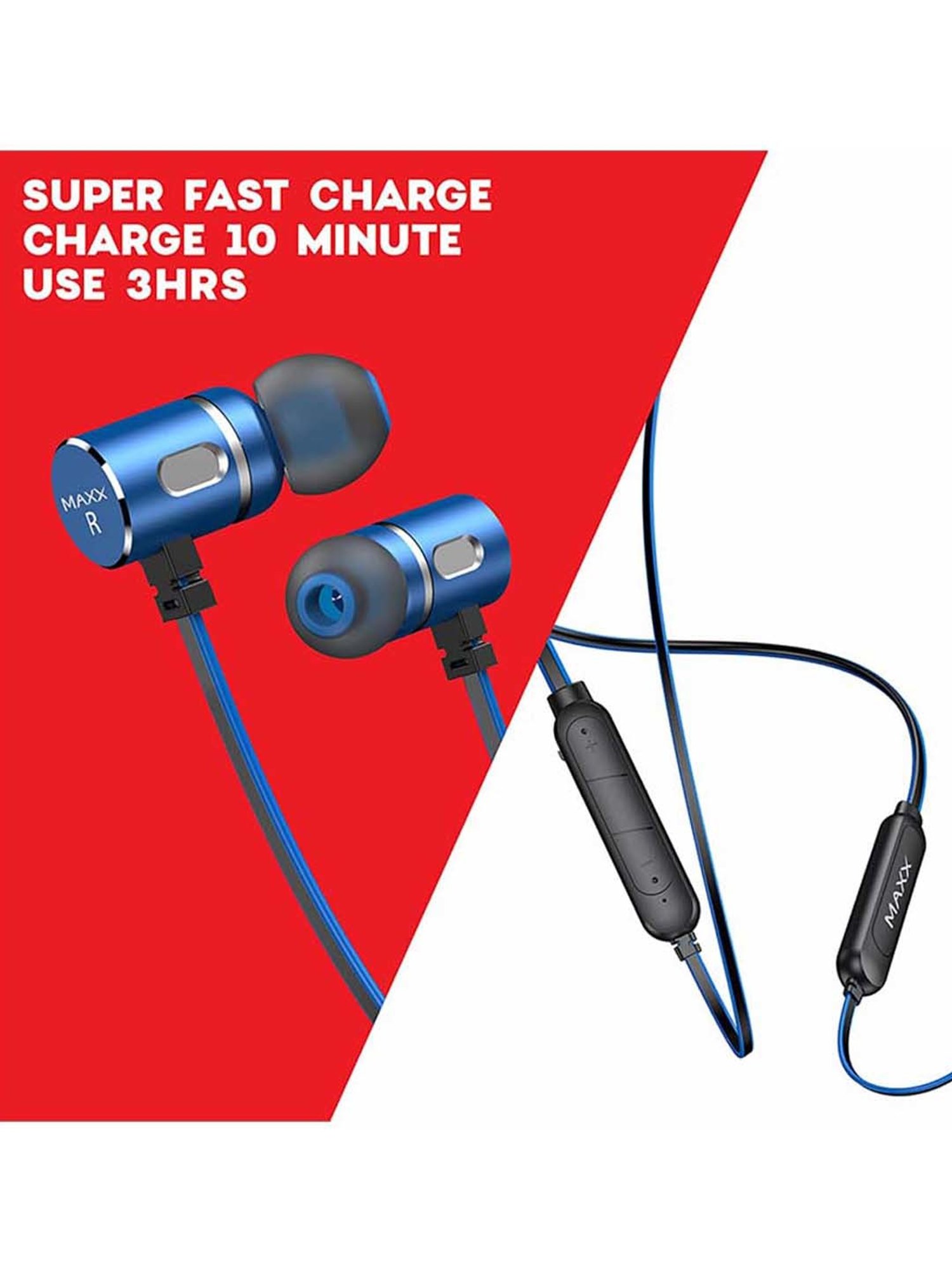 Maxx NX5 Wireless Neckband with Rapid Charge (Black/Blue)