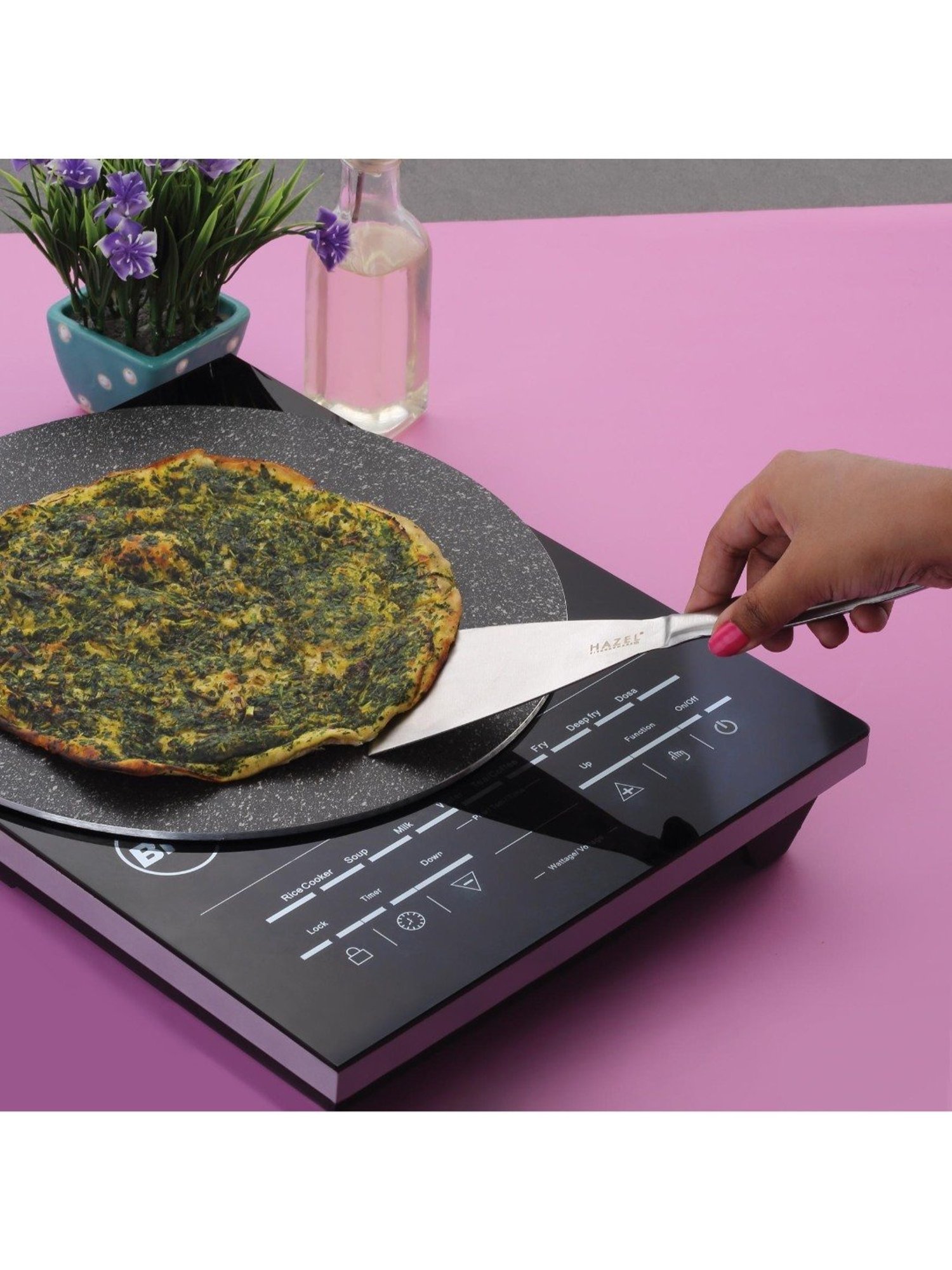 HAZEL Silver Stainless Steel Pizza Cutter with Handle