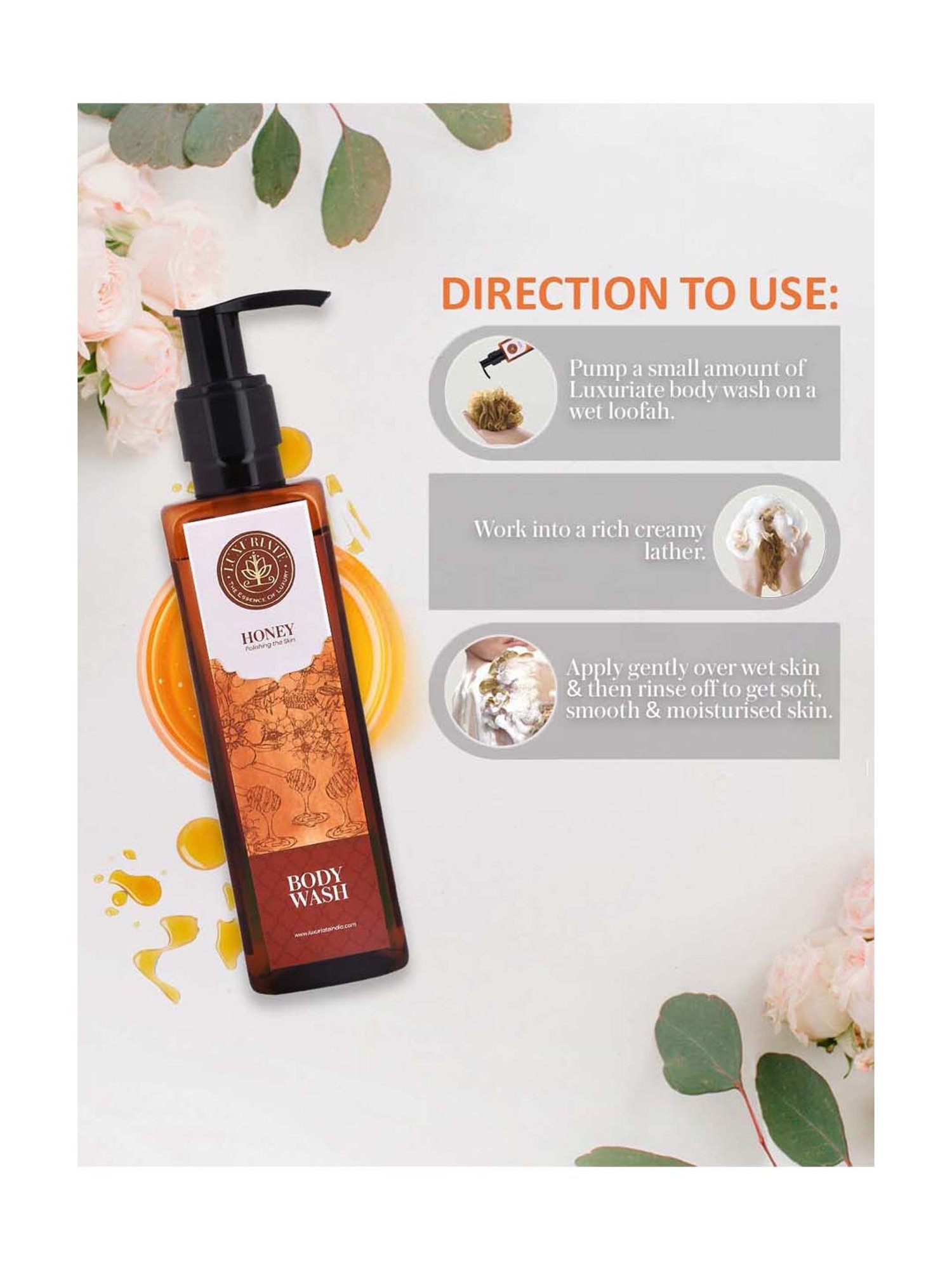 Luxuriate Honey Nourishing Face To Toe Body Wash Shower Liquid - 200 ml