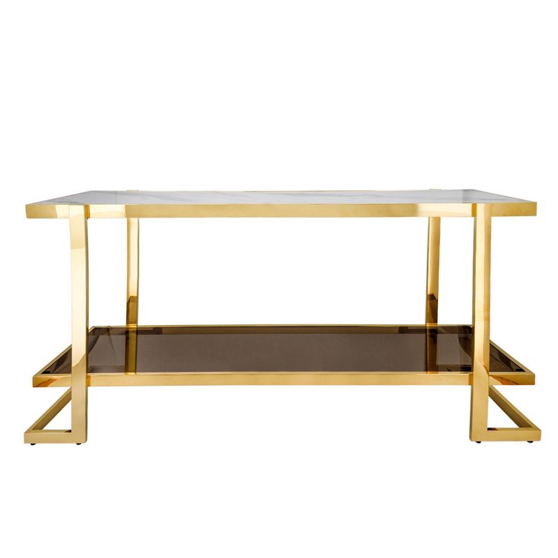 Metal/Marble Glass Console Table Gold/White - Sagebrook Home