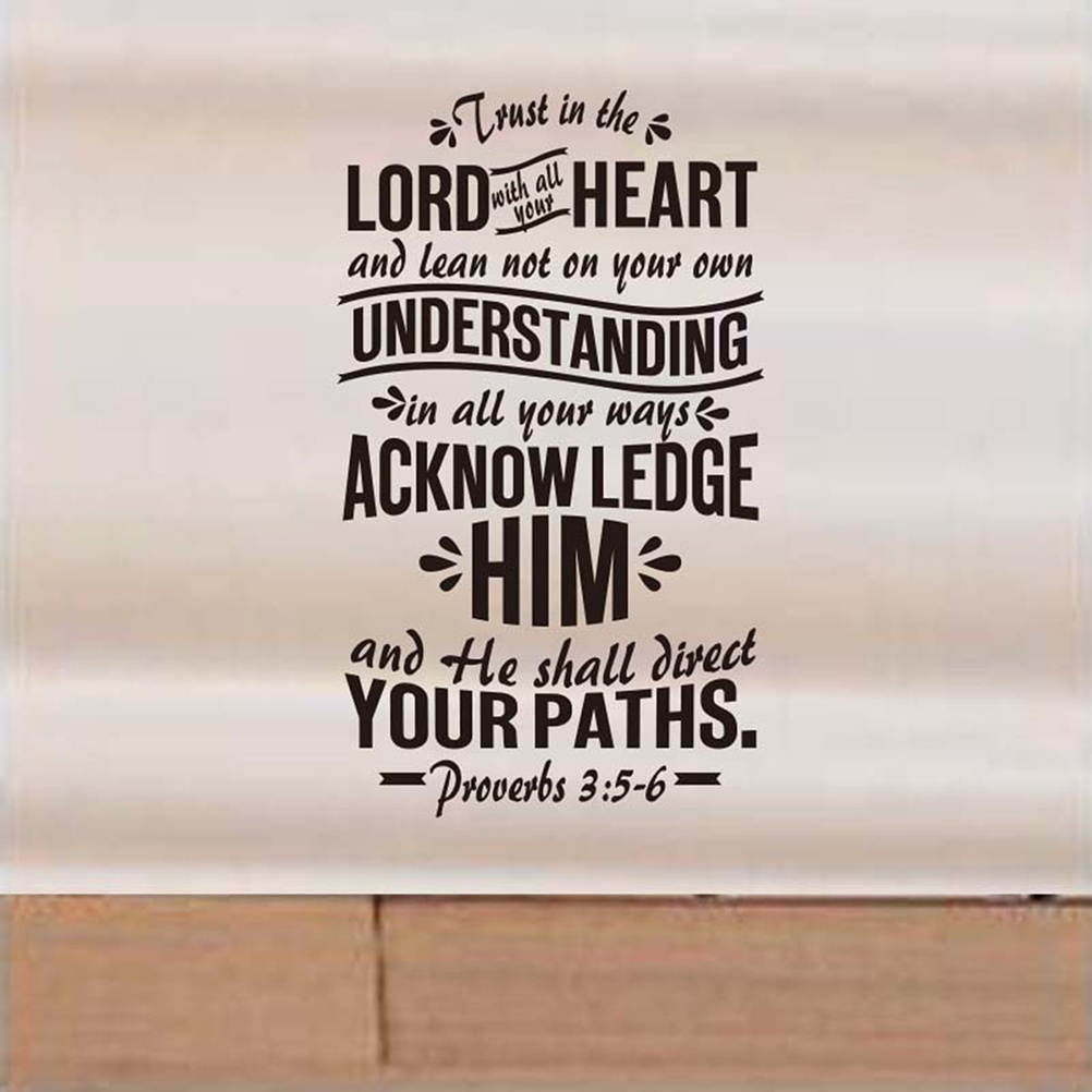 Trust in the Lord Verse Proverbs 3:5-6 Vinyl Wall Decor Lettering Wall Decal Sticker