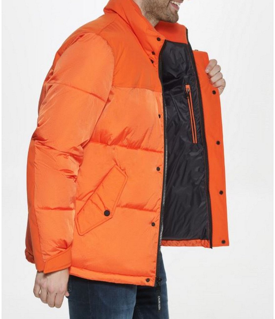 Cole Haan Hooded Down Zip Front Puffer Jacket