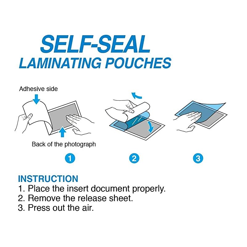 Self Sealing Laminating Pouches, Waterproof Lamination Pouches, Permanent Adhesive, 9 x 11.5 Inches, 30 Sheets, 10 Mils Thick, Gloss Finish Letter Size, No Laminating Machine Needed