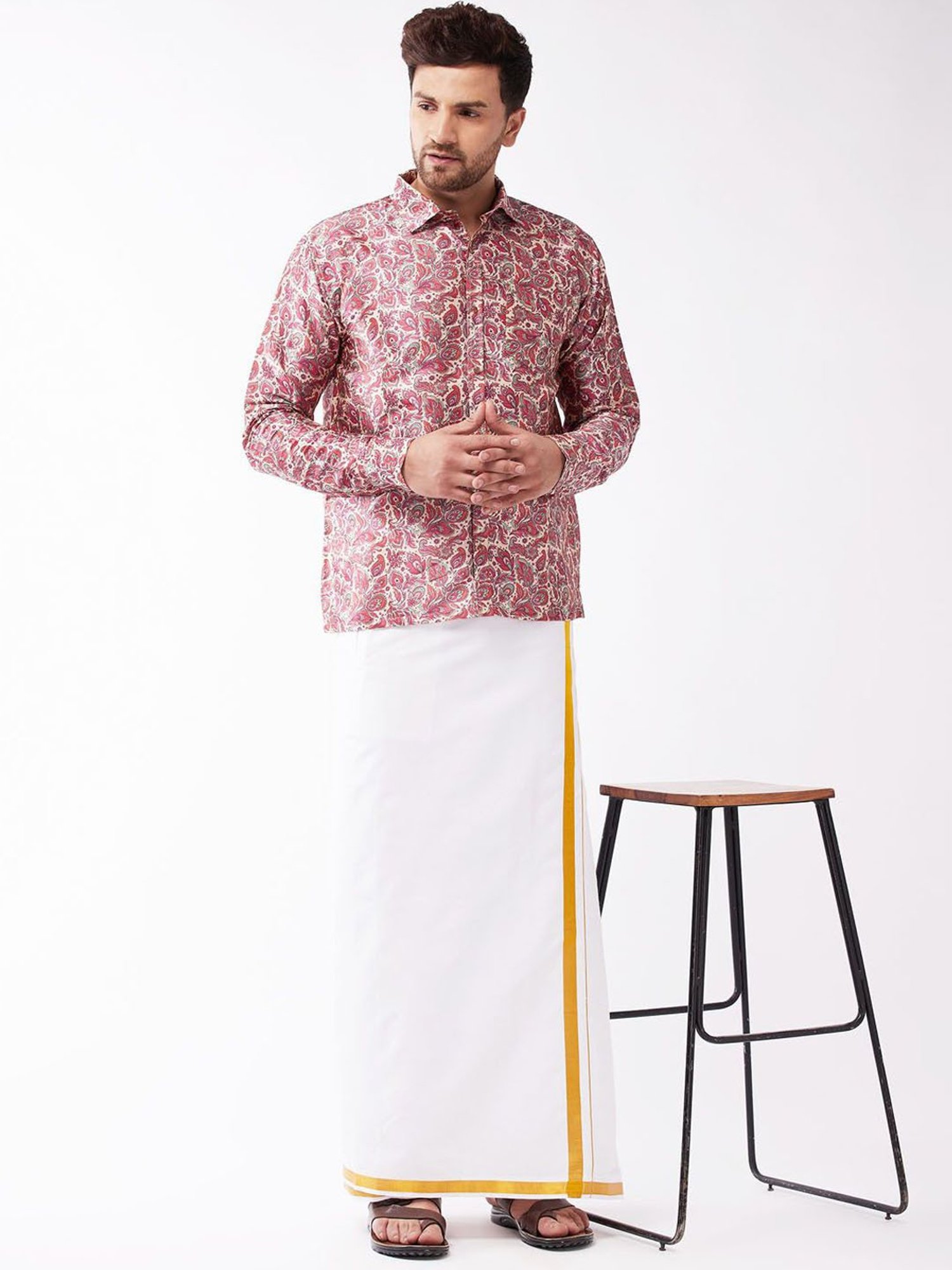 Vastramay Pink Straight Fit Printed Shirts