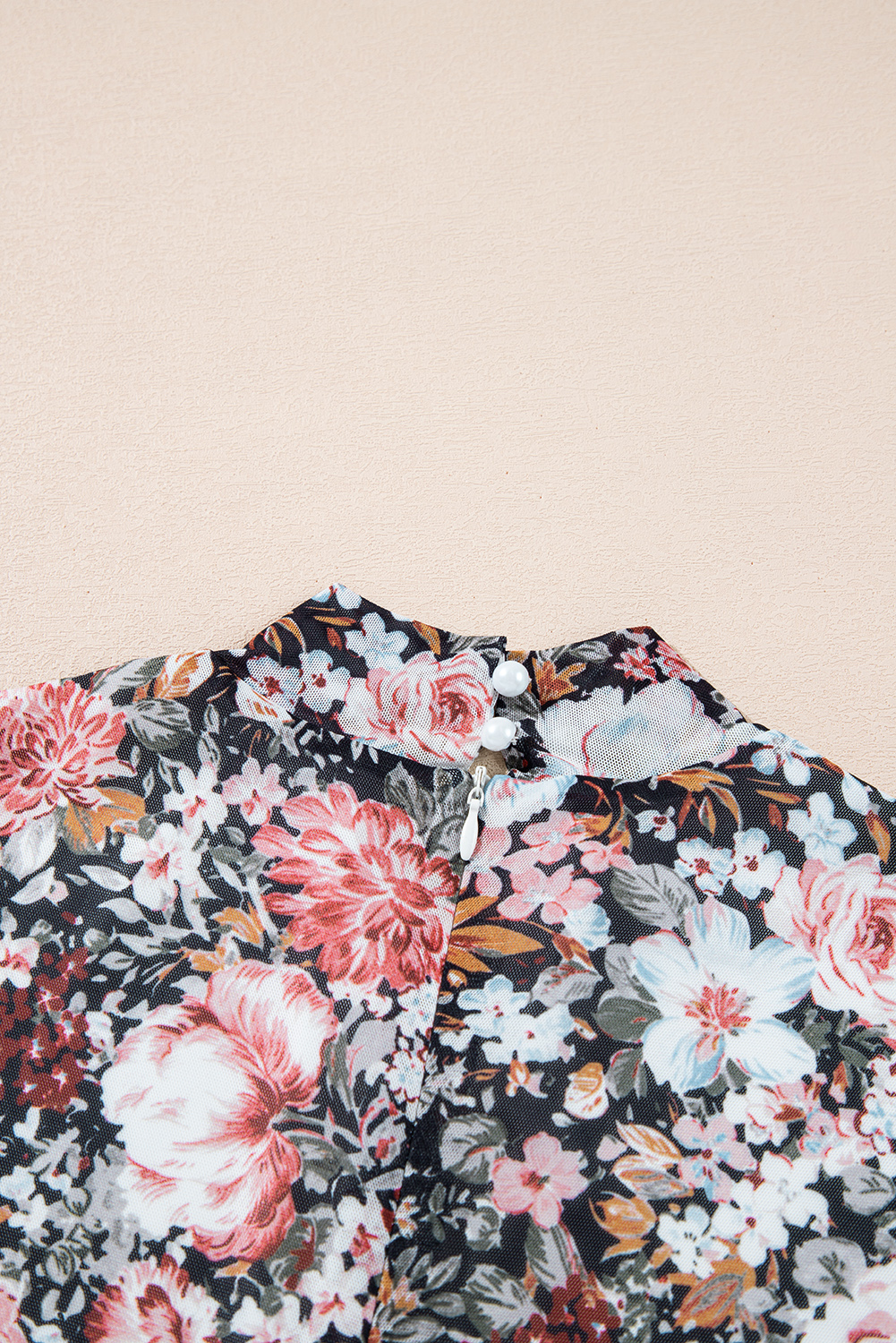 Multicolour Floral Print Split Neck Midi Dress