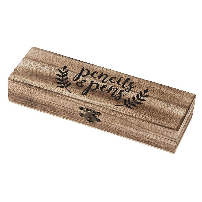 Juvale 2-Pack Classic Wooden Pen & Pencil Case Holder Organizer 8.3 x 1.5 in