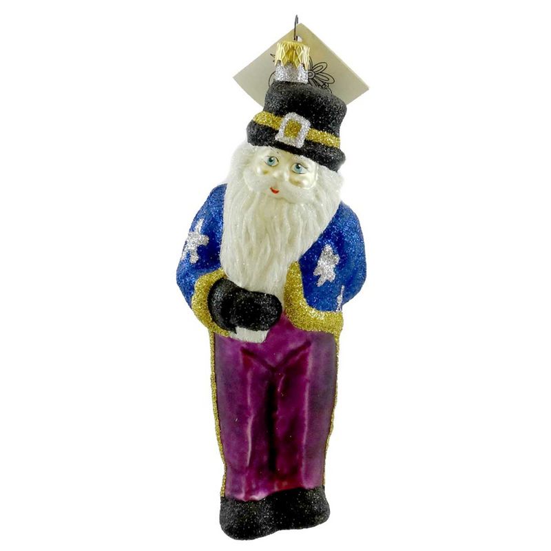 Larry Fraga Santa With Silver Stars Ornament Patriotic  -  Tree Ornaments