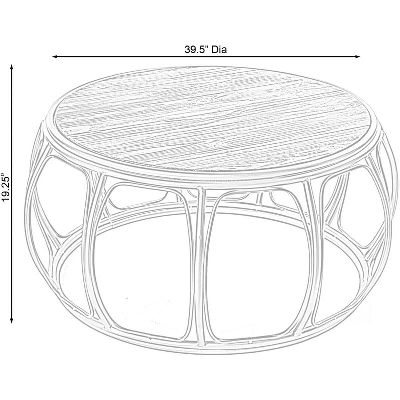 Bold Tones Large Round Wood and Metal Coffee Table