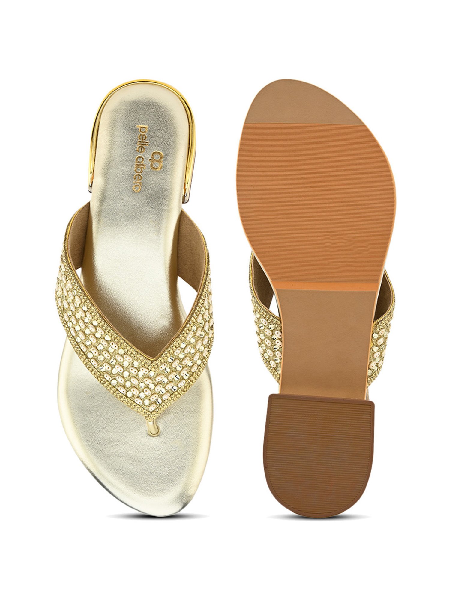 Pelle Albero Women's Gold Thong Sandals