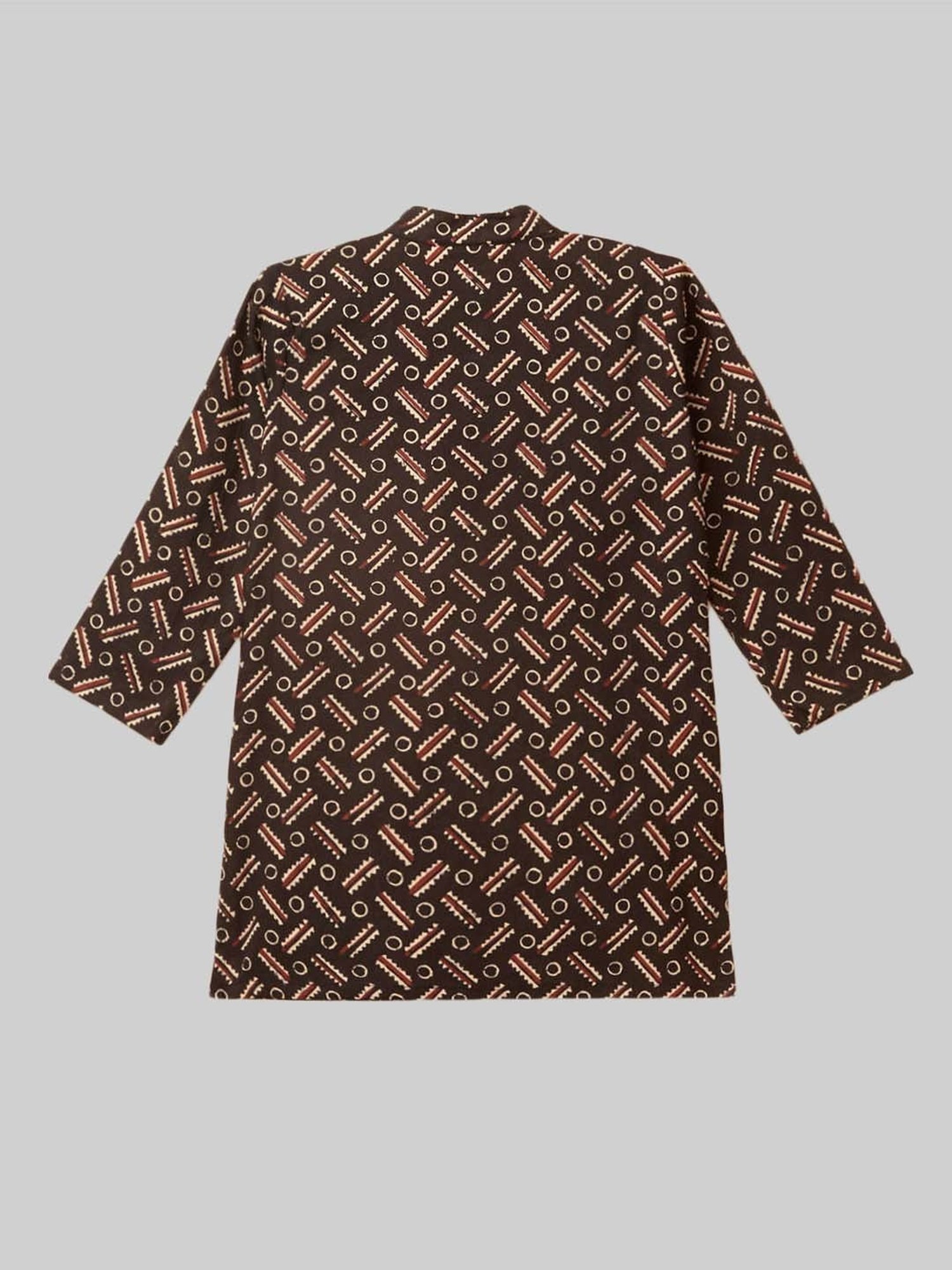 The Magic Wand Kids Black & White Cotton Printed Full Sleeves Kurta Set