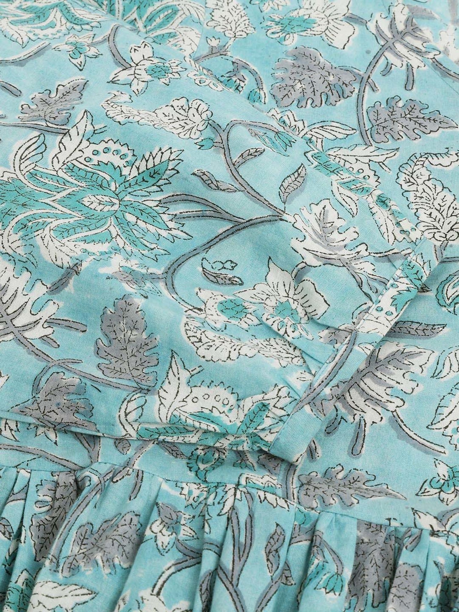 Divena Sky Blue Cotton Floral Print Top