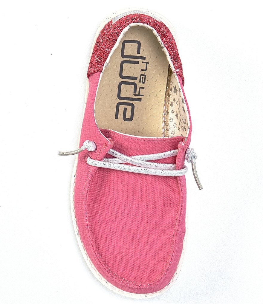 Hey Dude Girl's Wendy Funk Fuxia Metallic Knit Detail Washable Sneakers (Youth)