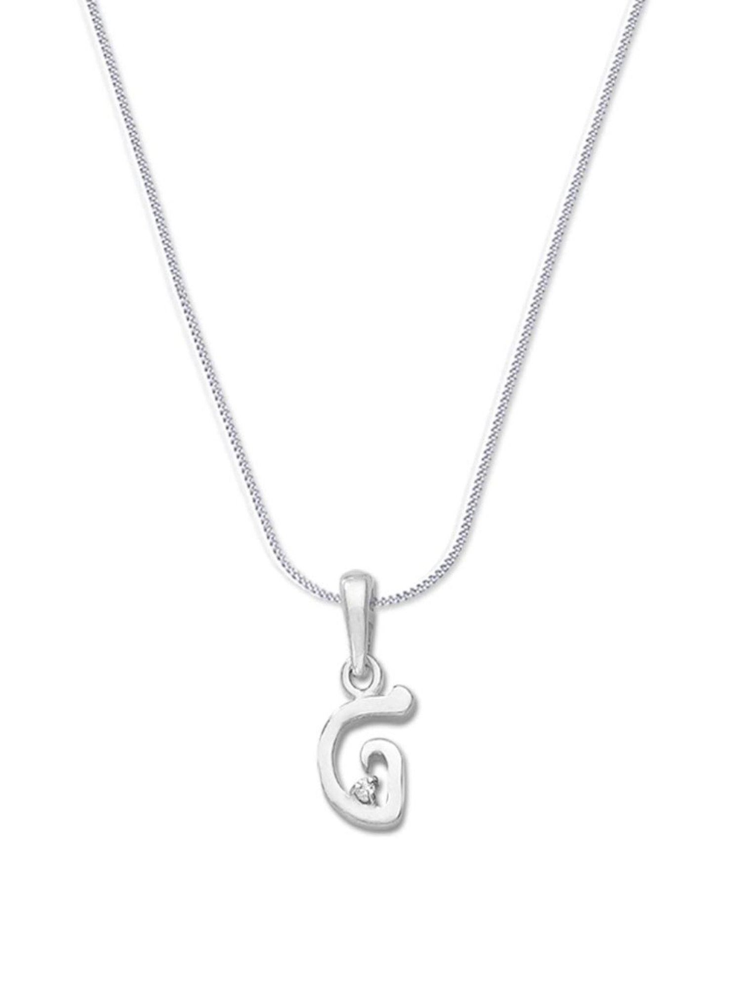 Taraash Initial Letter G 92.5 Sterling Silver Pendant with Chain