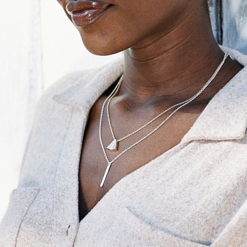 Sanctuary Project Thin Bar Drop Pendant Necklace Silver