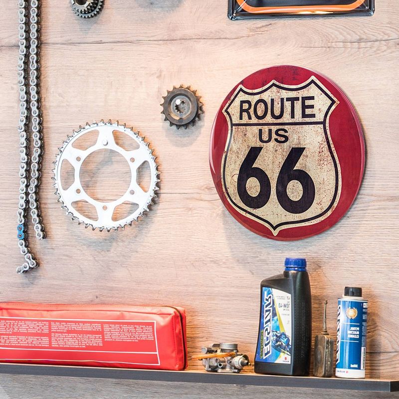 Route 66 Dome Metal Sign Black/Red - Crystal Art Gallery