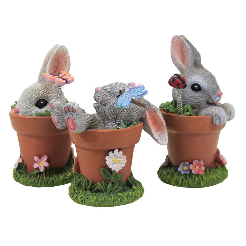 Easter 3.75" Silly Bunny Figurine Rabbits Clay Pots  -  Decorative Figurines