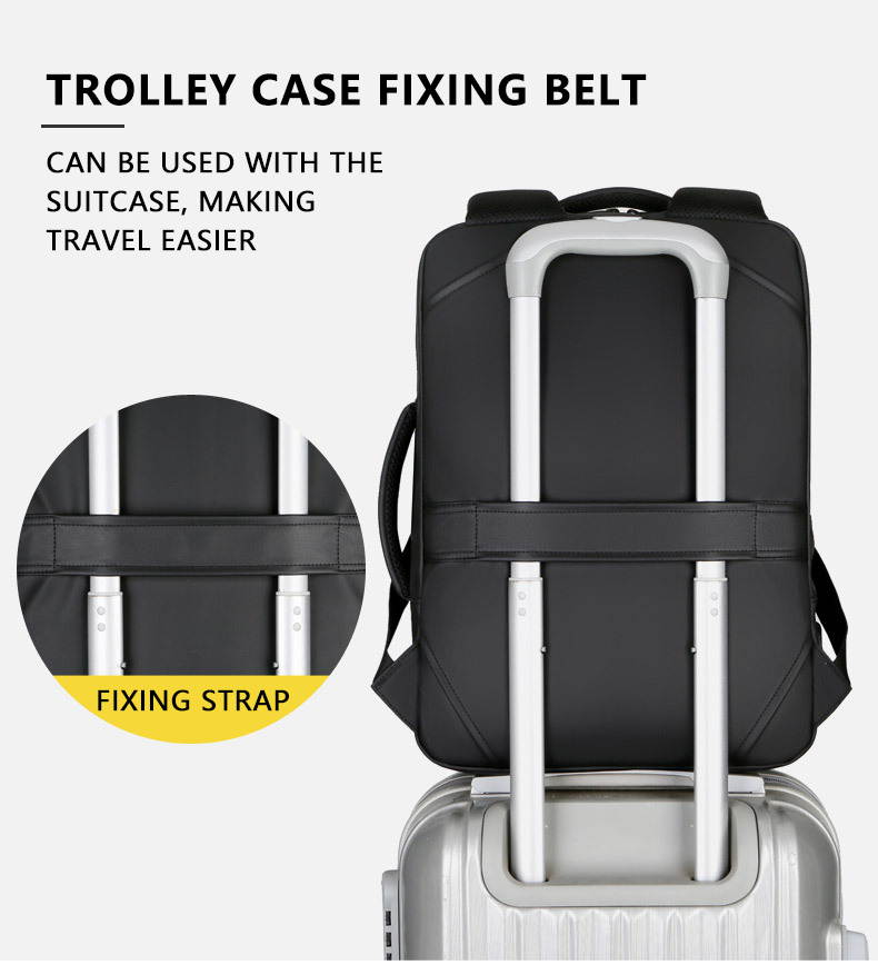 ESTONE Mens USB Charging Backpack 14 15.6 inch Laptop Bags Male Business Bagpacks Waterproof Multifunctional Travel Backpack, Black