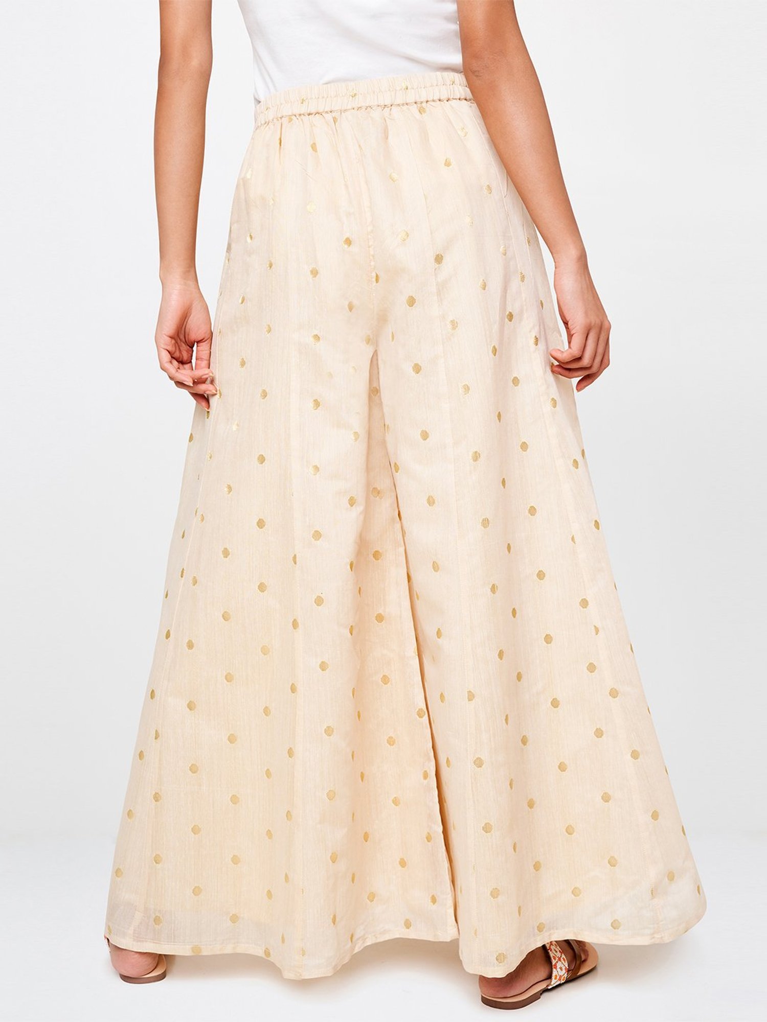 Global Desi Beige Printed Palazzo