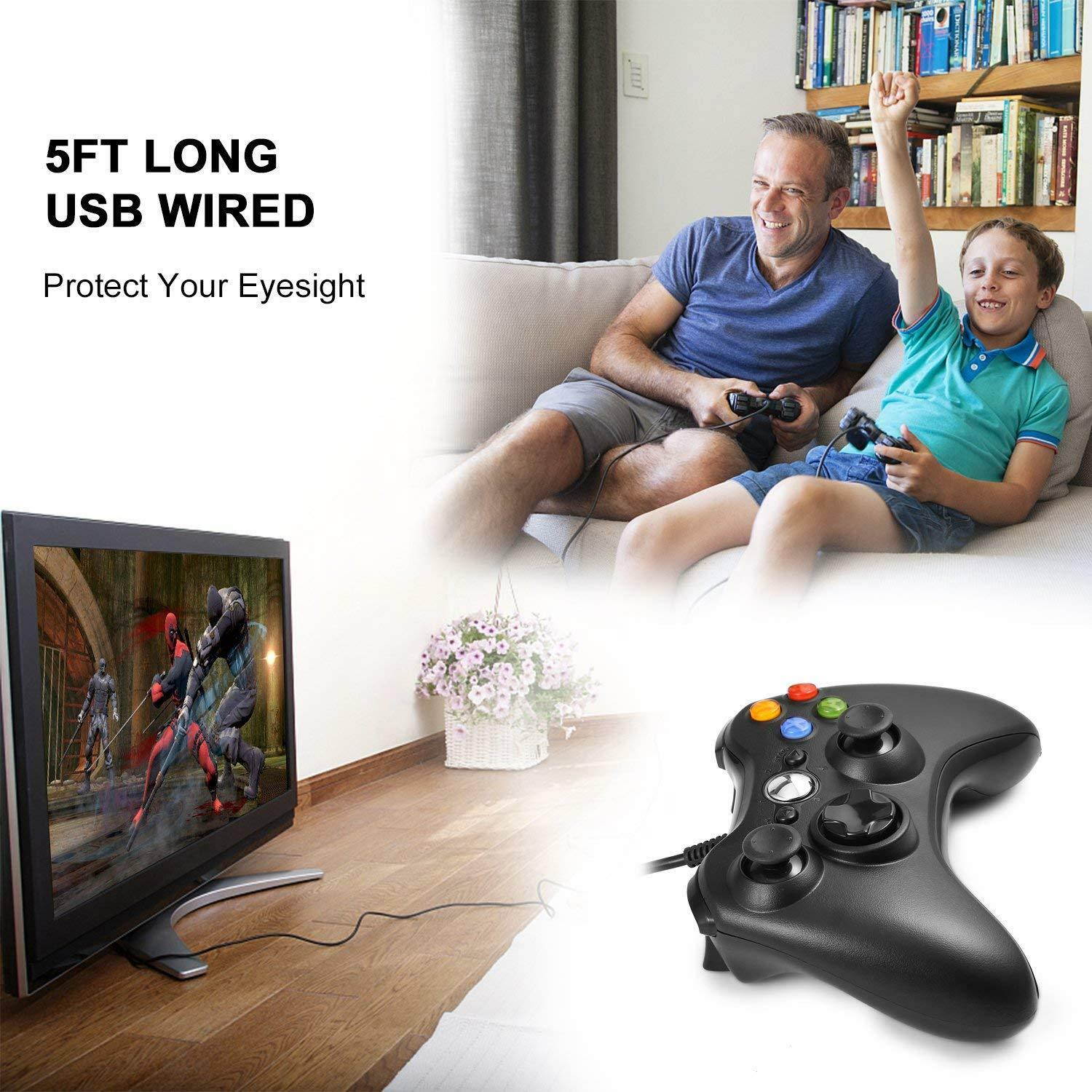 Wired USB Game Controller Joystick for Microsoft Xbox 360 / PC Windows XP 7 8 10