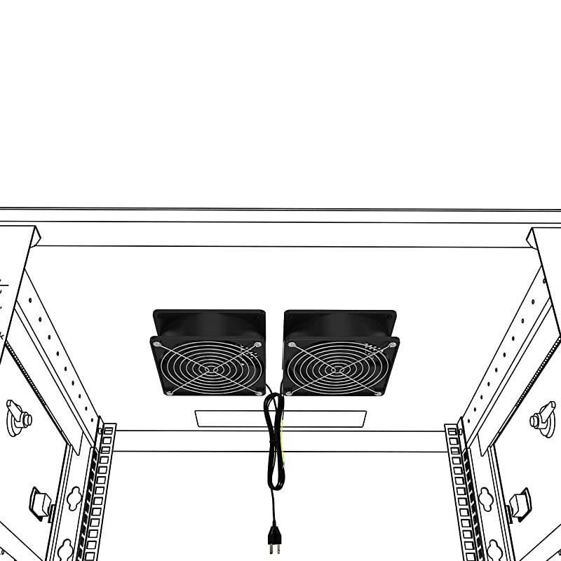 Network Cabinet Fan (Dual 2pc Kit) Server Rack Cooling (Rackmount Muffin Fans Pair 120mm 4in) 110V Cable (Extra Strong) Dual Ball for Side or Top Mount (Computer Equipment Ventilation)  TP1510