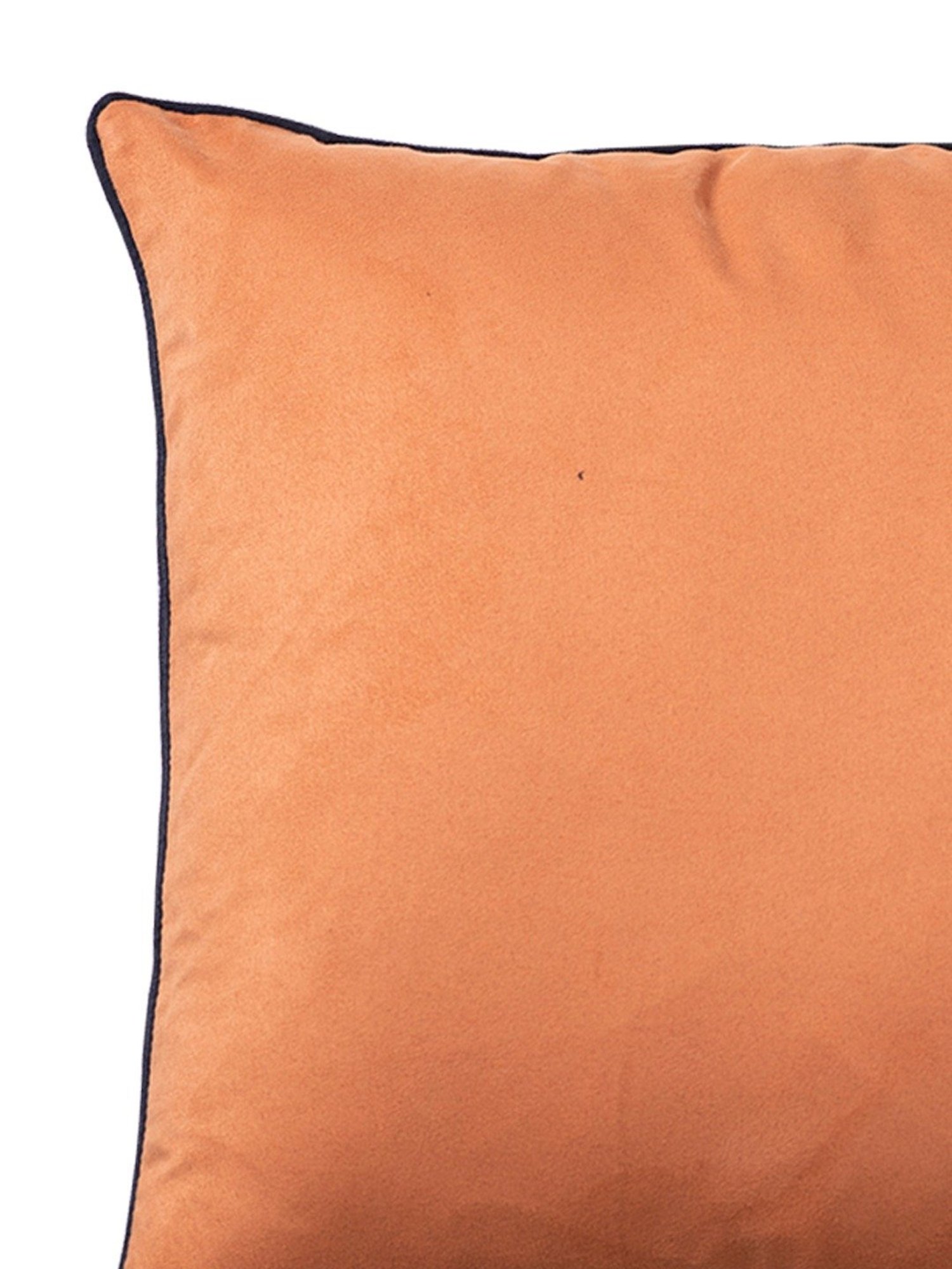 Nestroots Solid Orange Polyester Cushion Cover