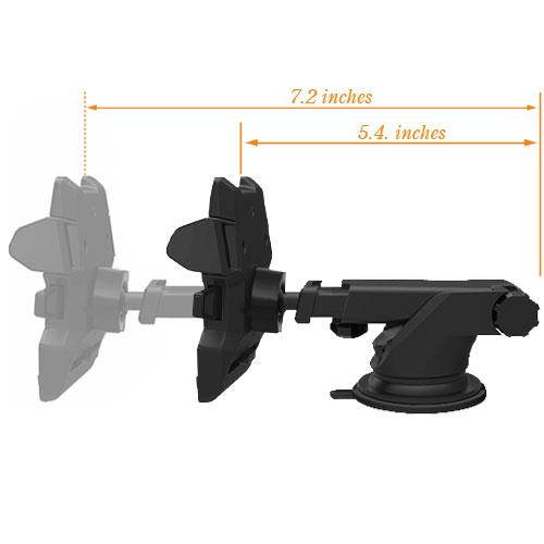 Smartphone Car Windshield Dash Mount with Retractable Arm - Black