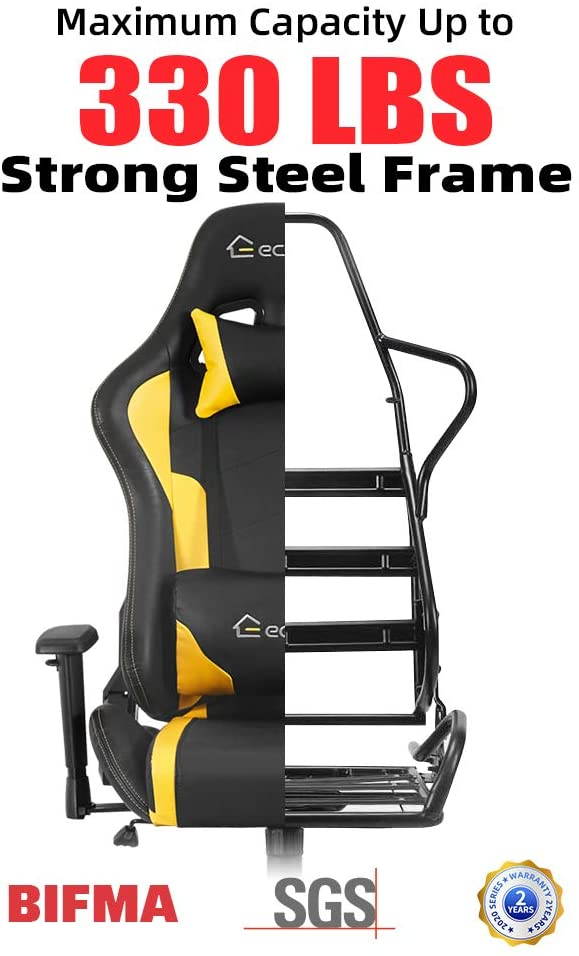 Eclife High Back Computer Game Chair with Adjustable Massage Lumbar Support and Headrest Racing Style Swivel Executive Office Desk Gaming Chair