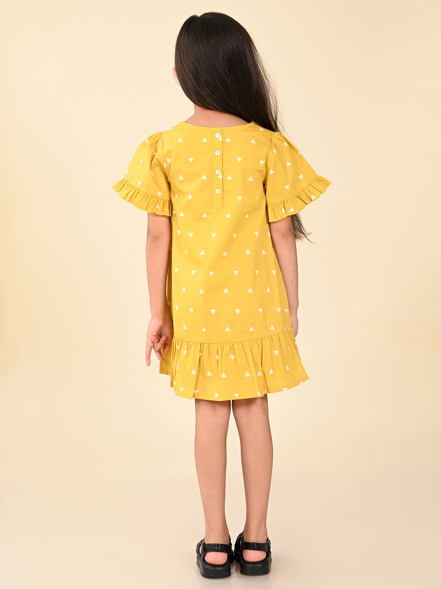 LilPicks Kids Yellow Printed Dress
