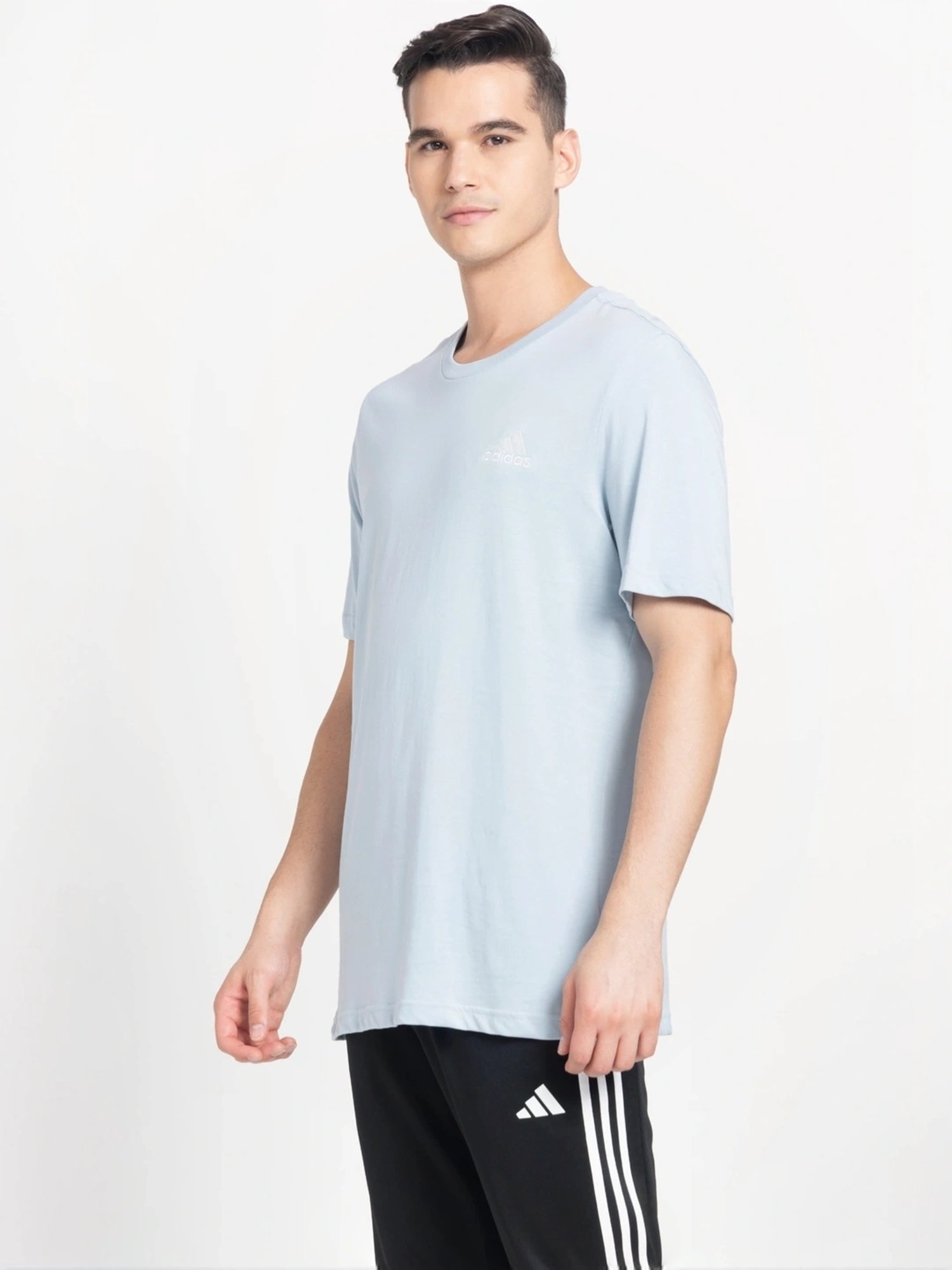 Adidas Blue Cotton Regular Fit T-Shirt