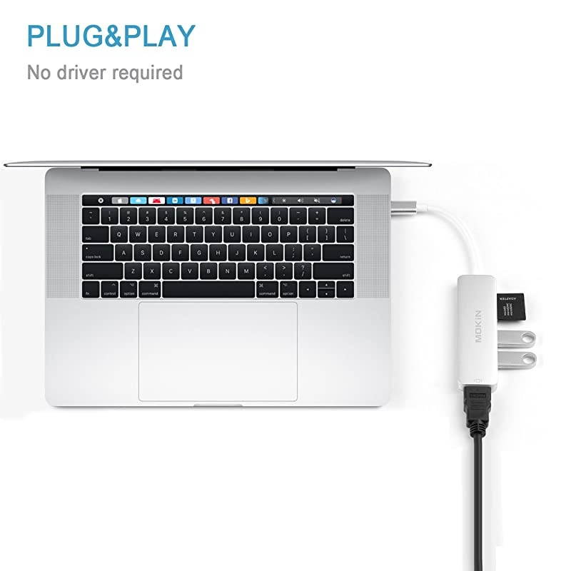 USB C Hub HDMI Adapter for MacBook Pro 201920182017  5 in 1 Dongle USBC to HDMI SdTF Card Reader and 2 Ports USB 30 Silver