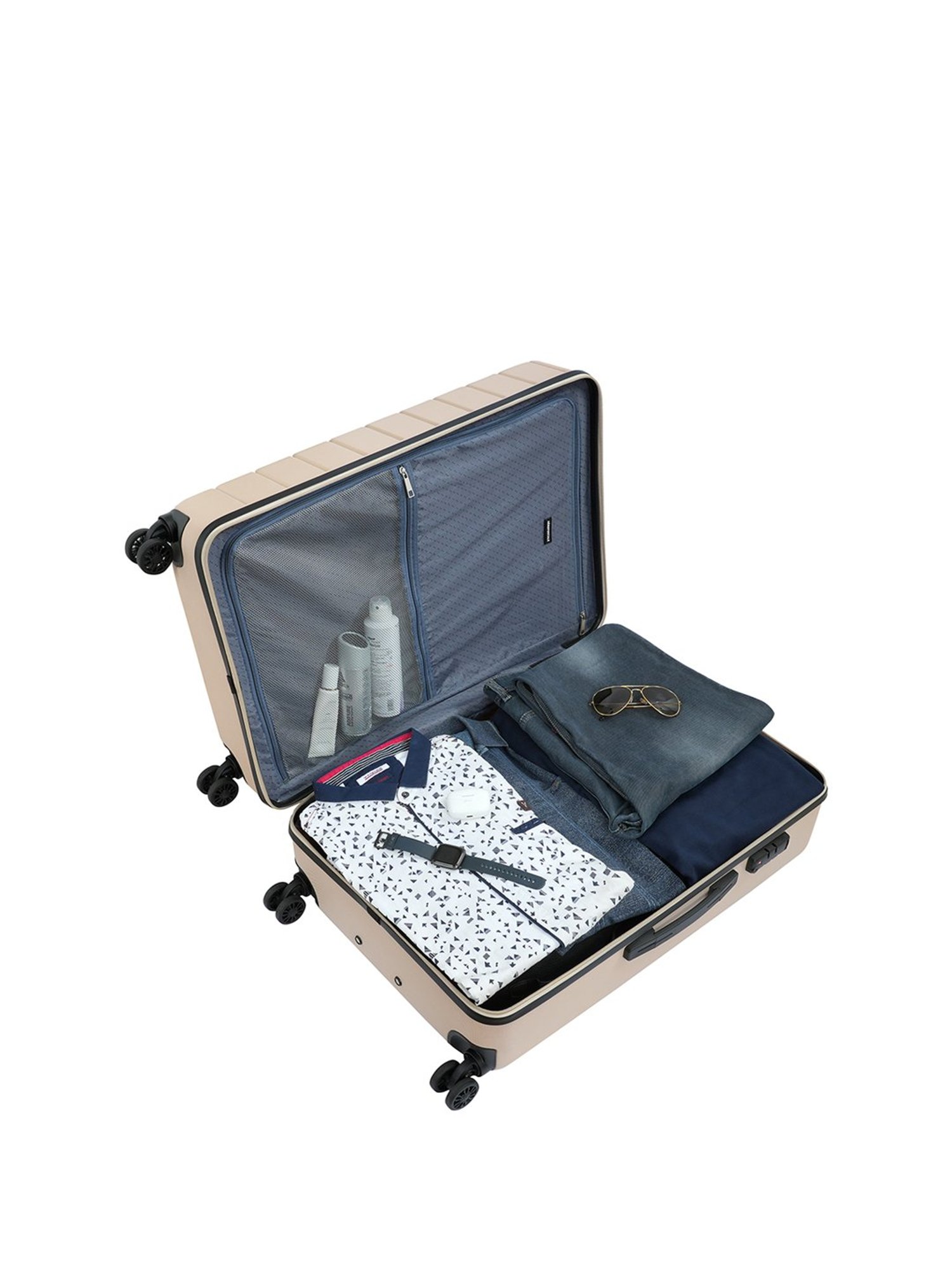 Aeropostale Stout Beige Textured Hard Large Trolley Bag - 30 cm