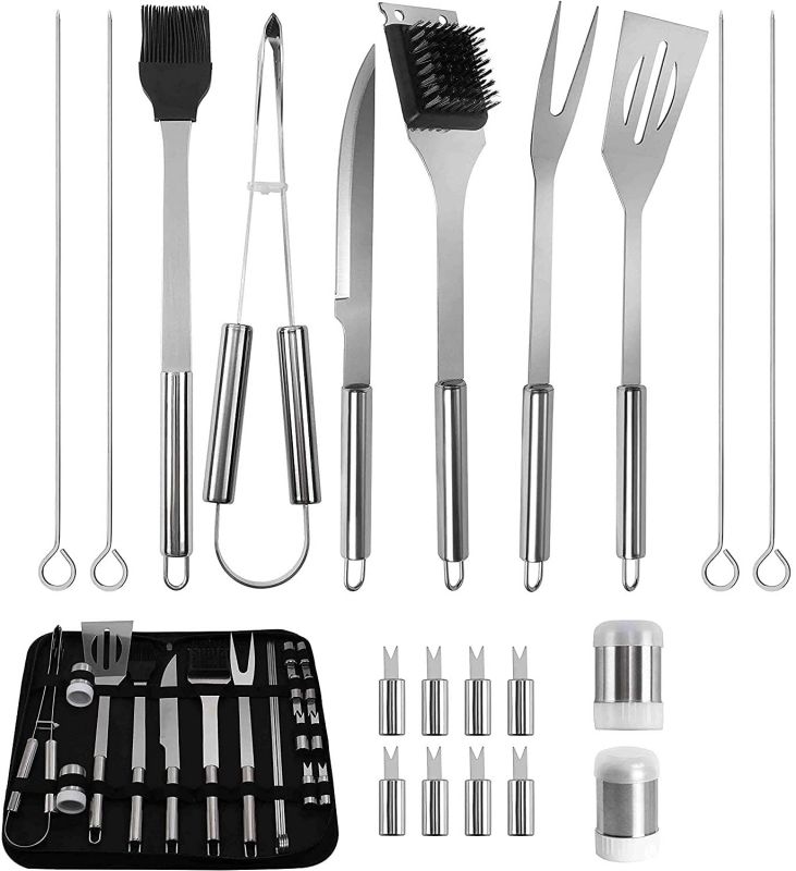 CAIG BBQ Grill Accessories Set, BBQ Kit, Grilling Gifts for Men, BBQ Tools Gift Utensil with Spatula, Tongs, Skewers for Barbecue, Camping, Kitchen, Stainless Steel, 21 PCS