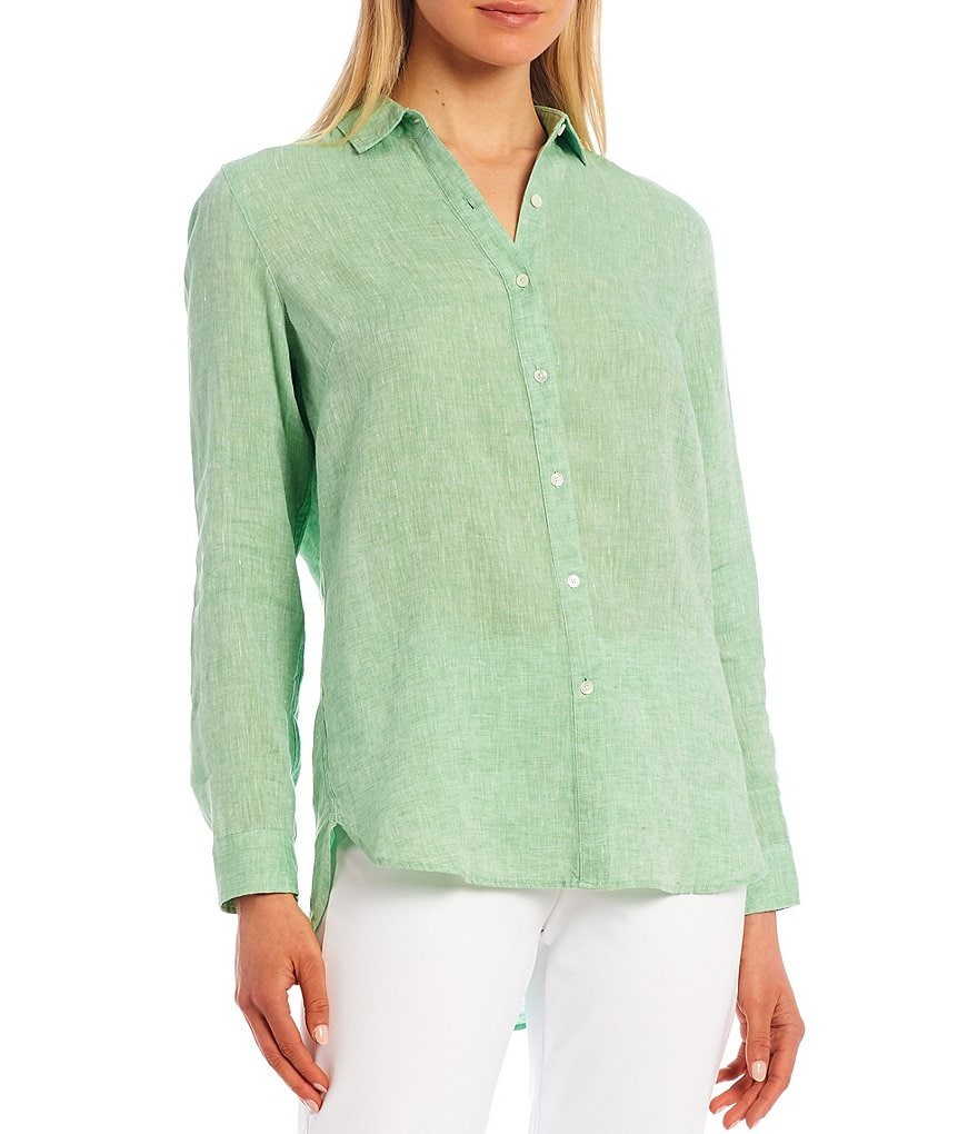 J.McLaughlin Britt Button Front Collared Linen Blouse