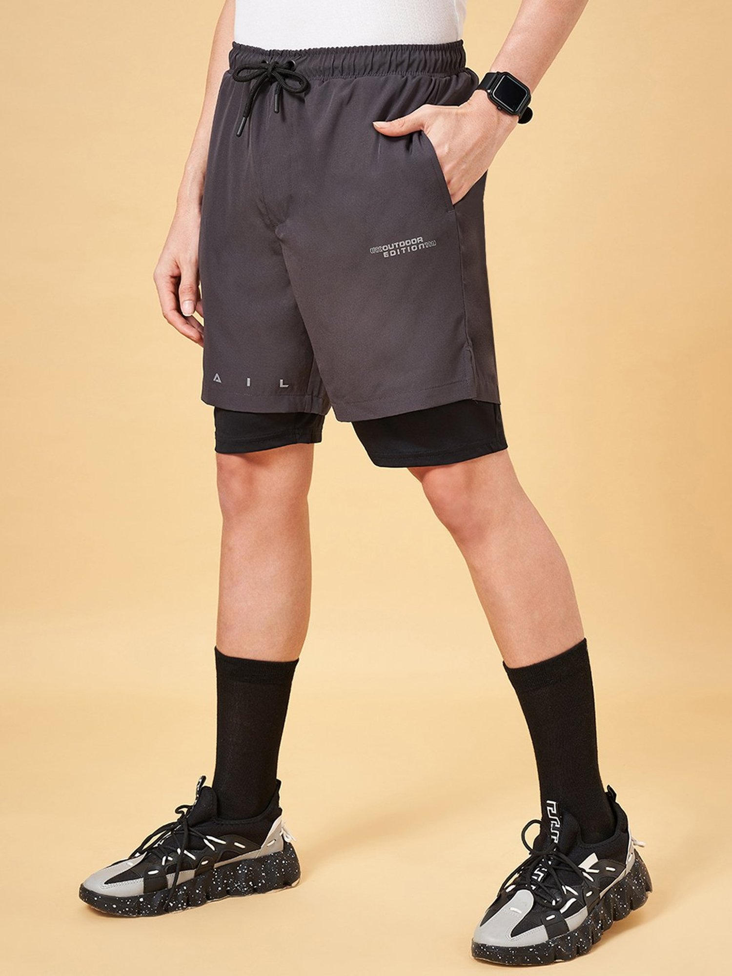 Adidas White Regular Fit Striped Sports Shorts