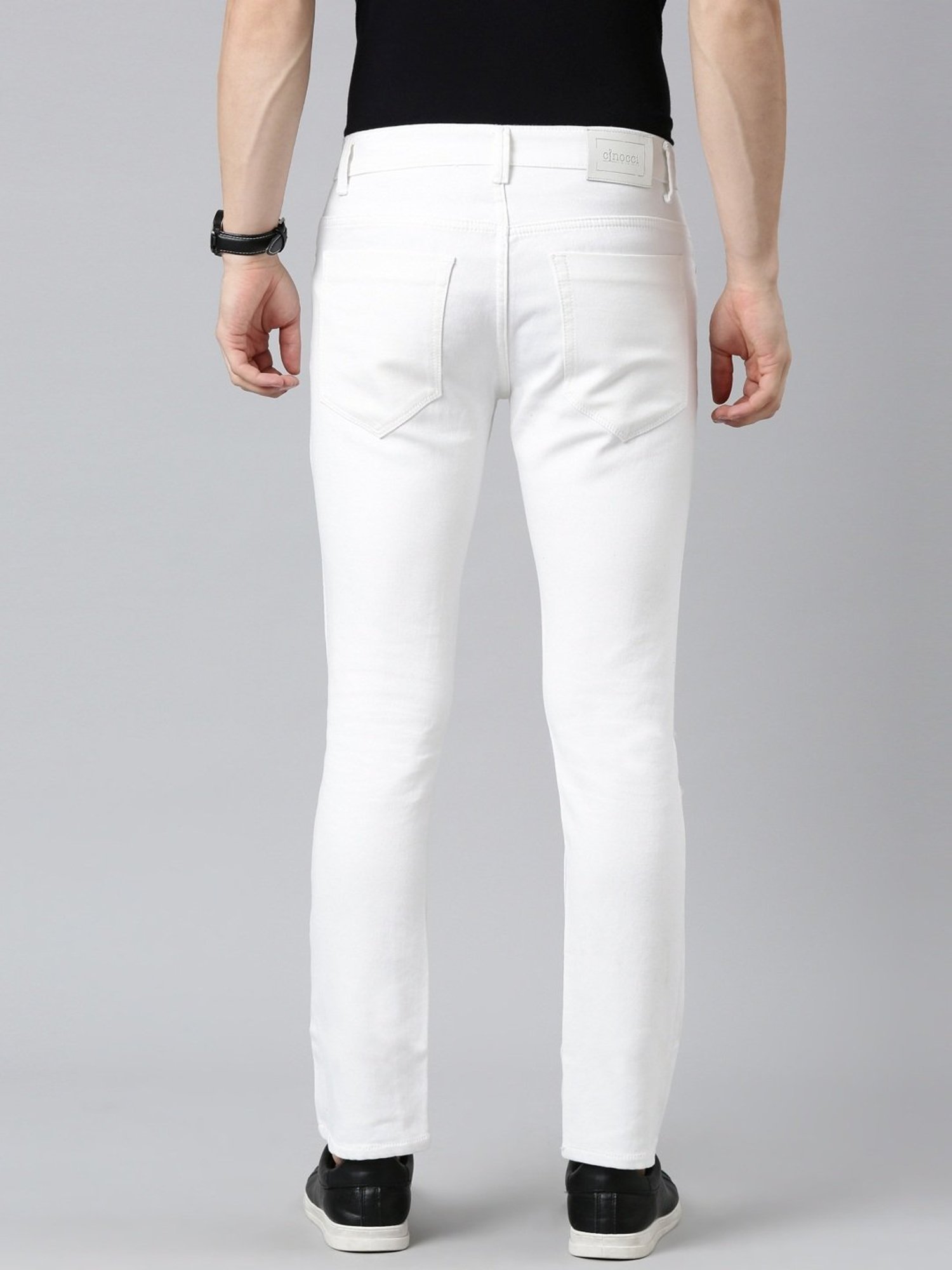CINOCCI White Cotton Slim Fit Jeans