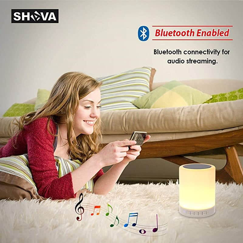 Night Light Bluetooth Speaker Portable Wireless Bluetooth Speakers Touch Control Color LED Speaker Bedside Table Light SpeakerphoneTF CardAUXin Supported White  7