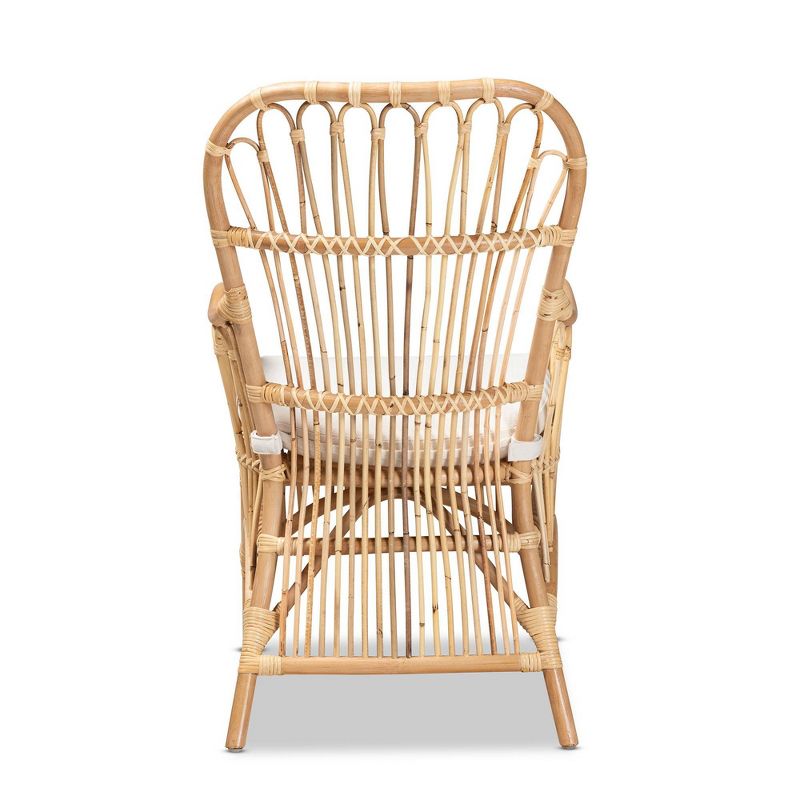 Aya Rattan Armchair Natural/White - Baxton Studio