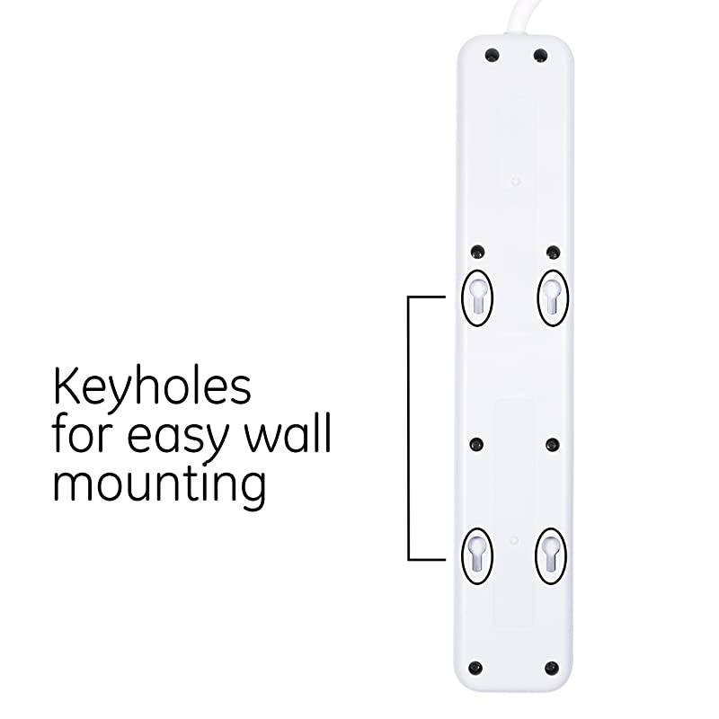 Power Strip Sur Protector 7 Outlets Long Power Cord 4ft Wall Mount Warranty White 36358