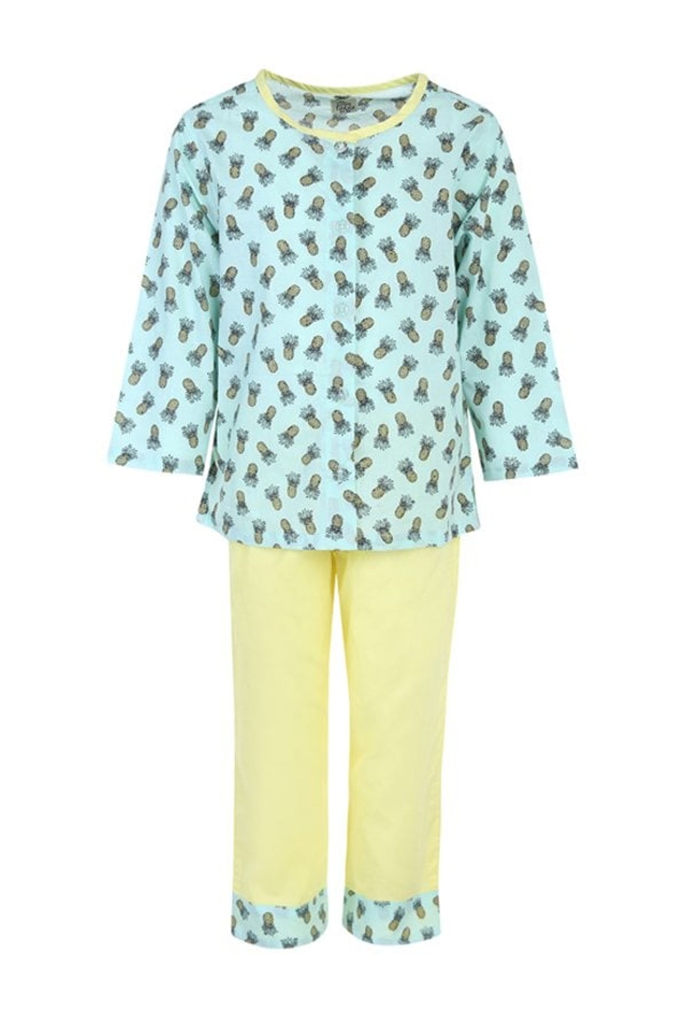 A Little Fable Boys Mint Green & Yellow Printed Night Suit