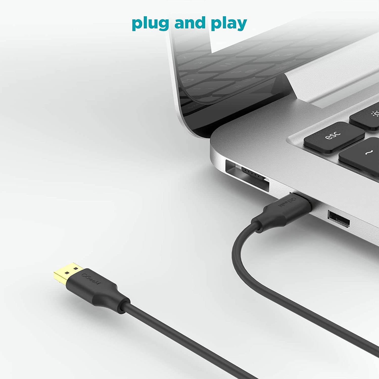 QGeeM DisplayPort 1.2 Cable 3FT,4K DisplayPort to DisplayPort Cable,High Speed DP Cable Supports 4K@60Hz and 2K@144Hz Compatible with PC,Laptop,TV, Displayport Cable for Monitor