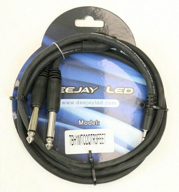Deejayled TBH1MTO2QTR3FEET 1 Mini To 2 Male 1/4" 3 Feet