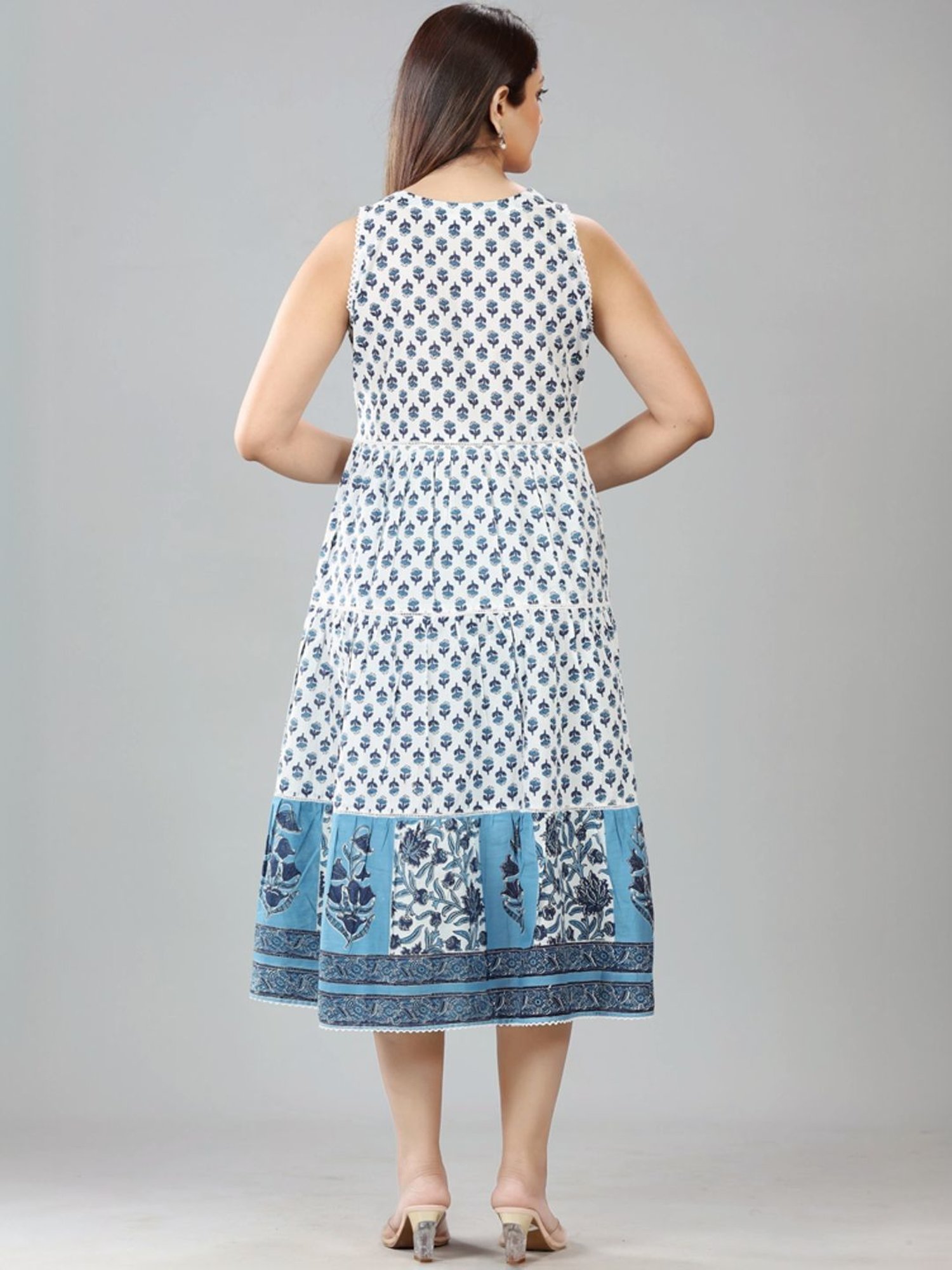 Cotton Culture Blue Cotton Printed A-Line Dress