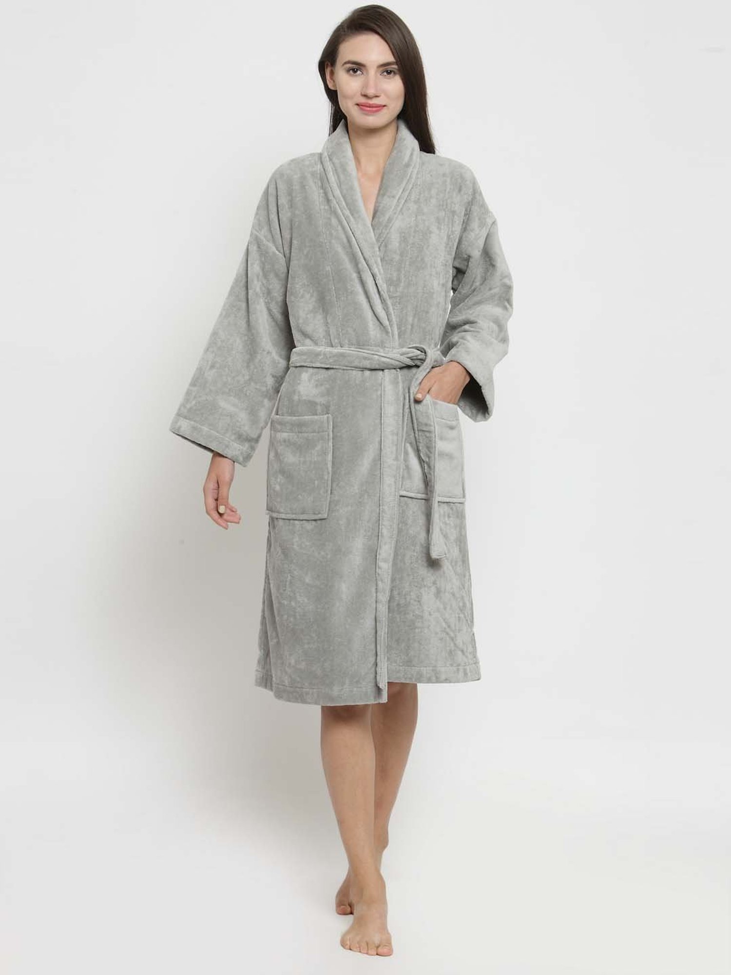 Trident Silver Grey Cotton 350 GSM Bathrobe