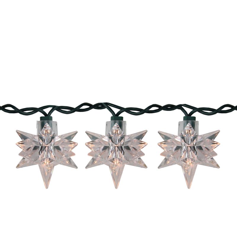 Keystone 10ct 3-Dimensional Crystal Bethlehem Star Novelty Christmas Lights Clear 7.4' - Green Wire