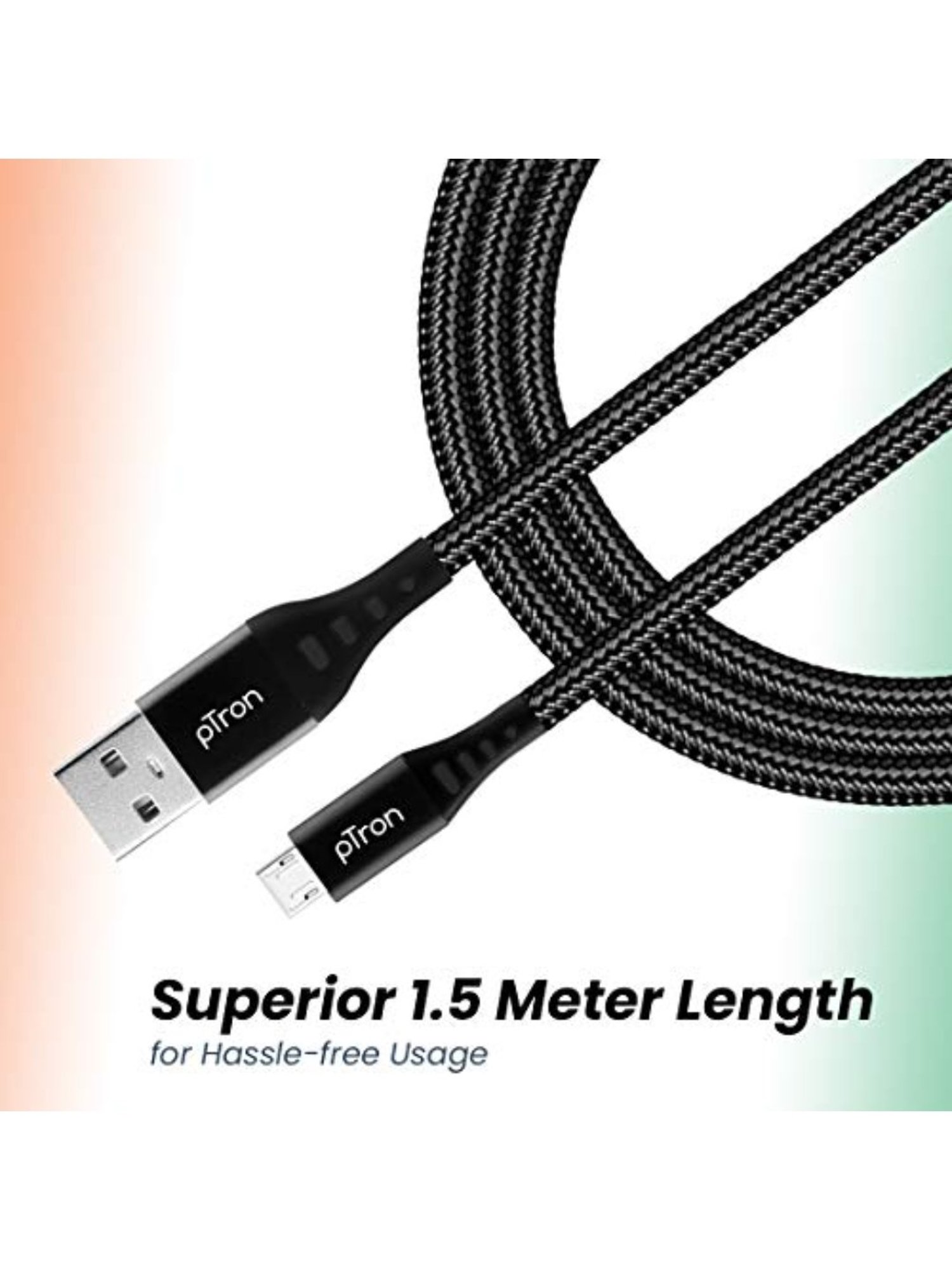 PTron Solero MB301 3A Micro USB Data & Charging Cable, 1.5 Mtr Long for Micro USB Devices (Black)