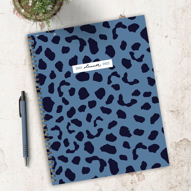 2021-22 Academic Planner 8.5" x 11" Blue Cheetah Daily/Weekly/Monthly - The Time Factory