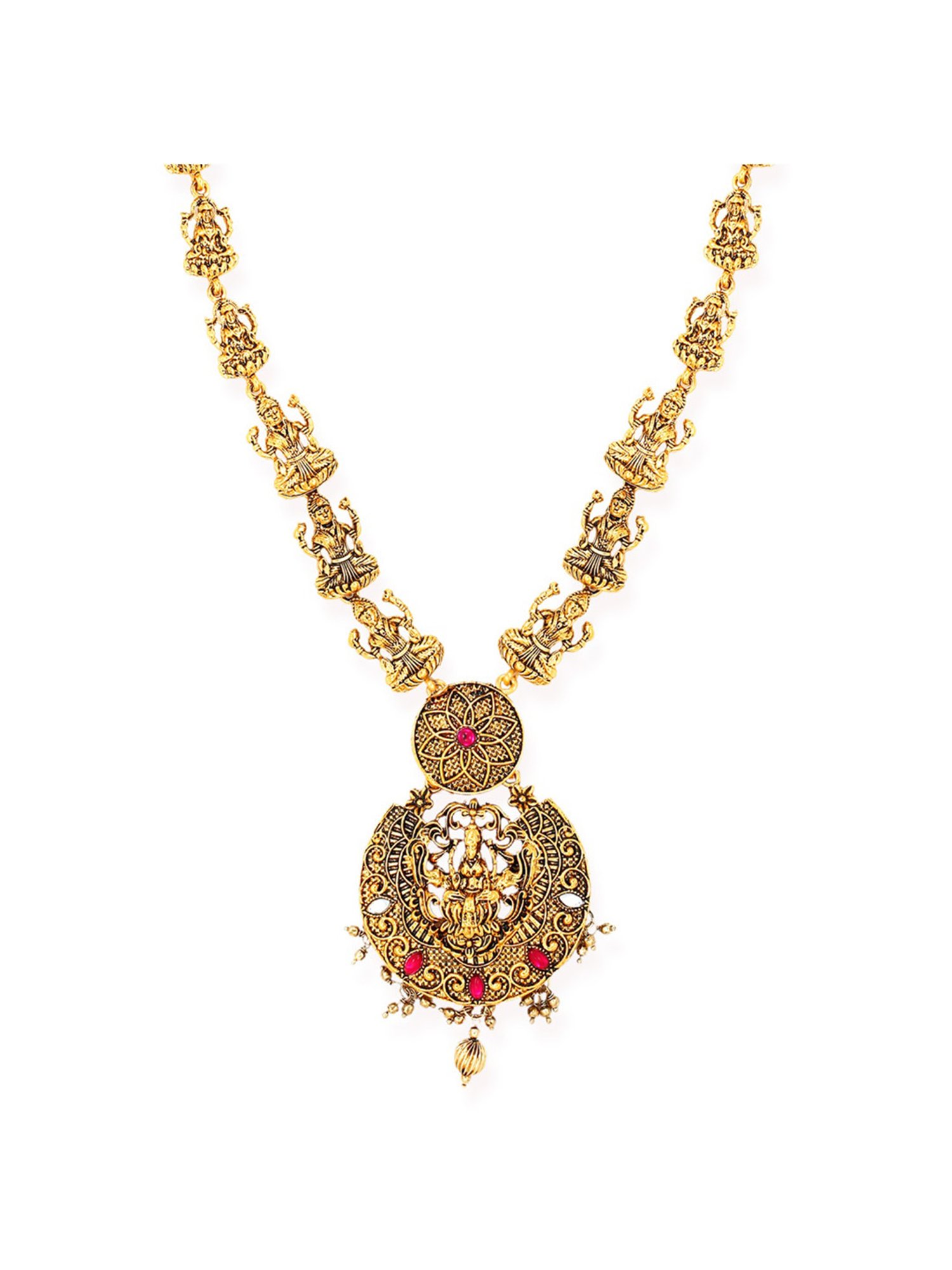 Zaveri Pearls Antique Gold Alloy Necklace & Earring Set