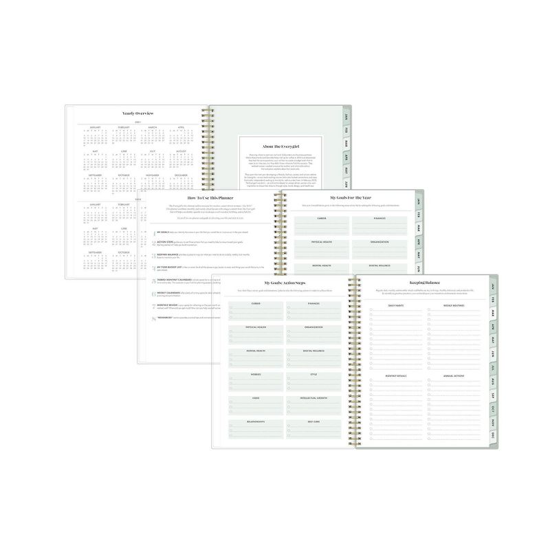 2021 The Everygirl Planner 8.5" x 11" Clear Plastic Cover Weekly/Monthly Wirebound Tuberose - Blue Sky