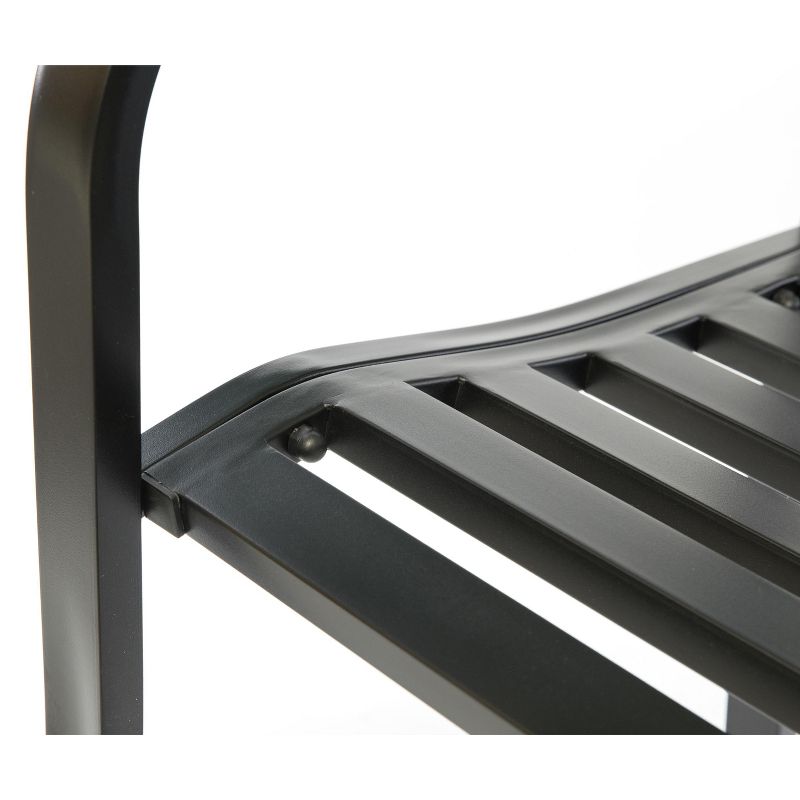 Gardenised Steel Outdoor Patio Garden Park Bench with Cast Iron "Welcome" Backrest