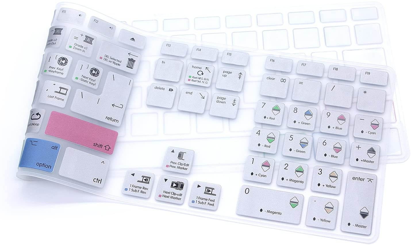 HRH for Apple iMac G6 MB110LL/B and MB110LL/A A1243 Keyboard with Numeric Keypad NumberPad Print with: Davinci Resolve Functional Shortcuts Hot Keys Design Silicone Keyboard Skin Cover [US/EU Layout]